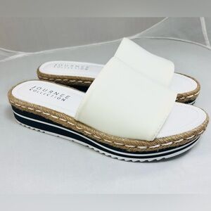NIB Journee Collection Rosey Espadrille Wedge Slide Sandals White Size 8